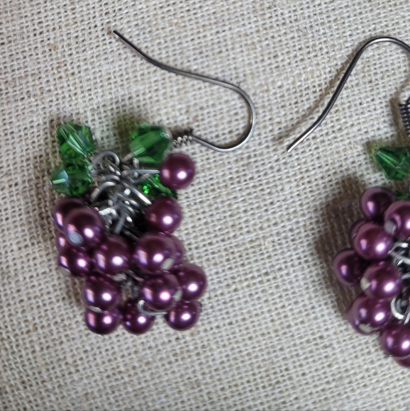 Chic Purple and Green Grape Earrings - Picture 11 of 15